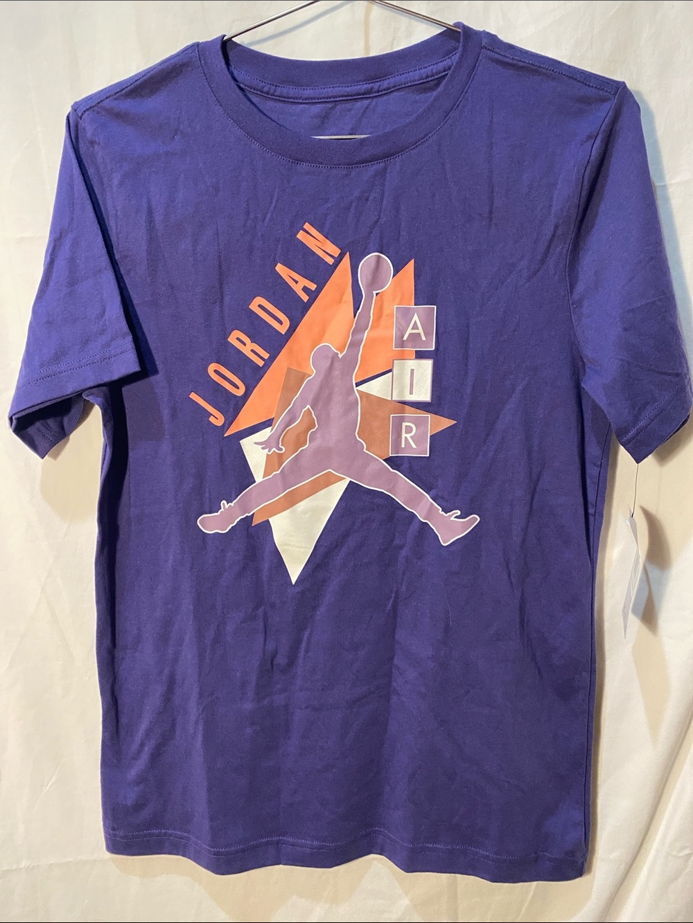Vintage Nike Jordan Air Purple Short Sleeve Tee Orange and Cream Graphic NEW